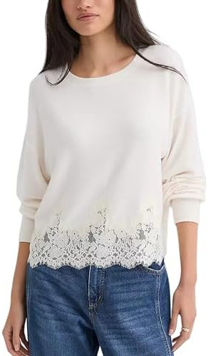 Women's Casual Long Sleeve Shirts Color Block Knit Dressy Tops Trendy Hollow Floral Lace Blouses ... | Amazon (US)