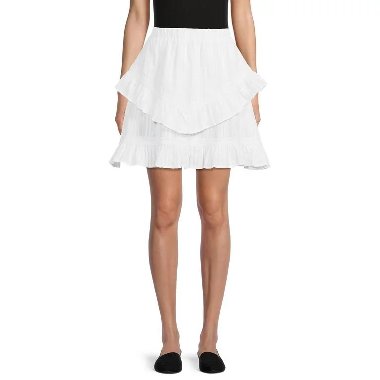 Time and Tru Women’s Lace Inset Tiered Mini Skirt | Walmart (US)