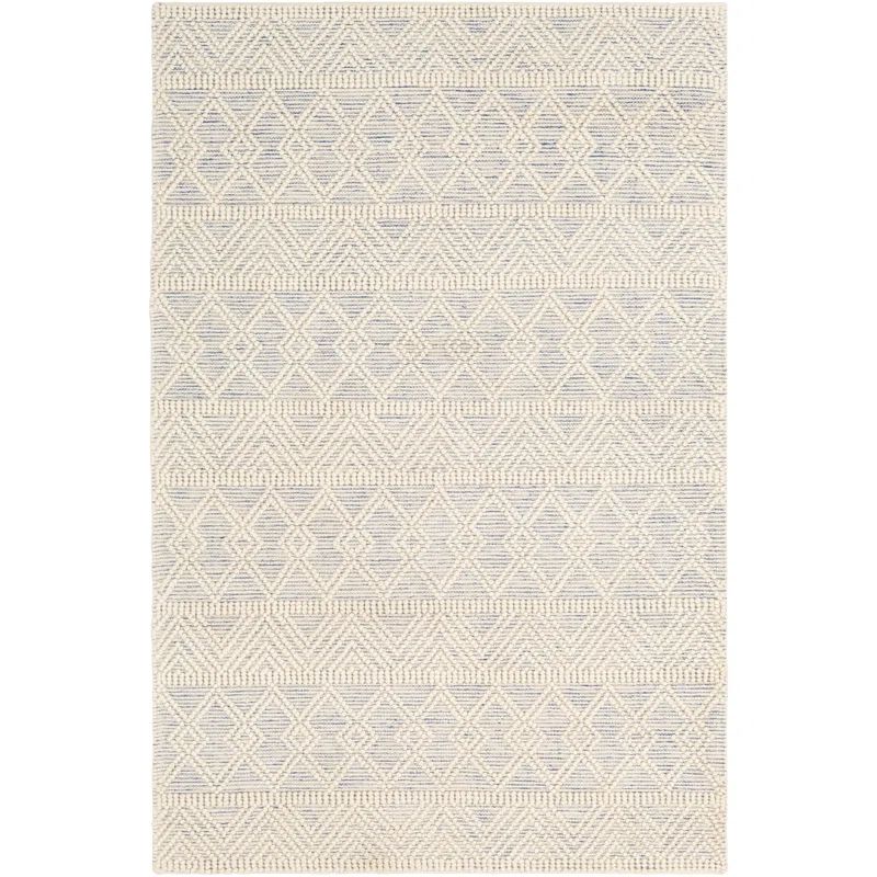 Ilsa Geometric Handmade Flatweave Wool Blue & White Area Rug | Wayfair North America