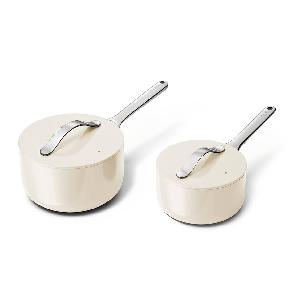 Caraway Nonstick Ceramic Sauce Pans with Lids (3 qt & 1.75 qt) - Non Toxic, PTFE & PFOA Free - Ov... | Amazon (US)