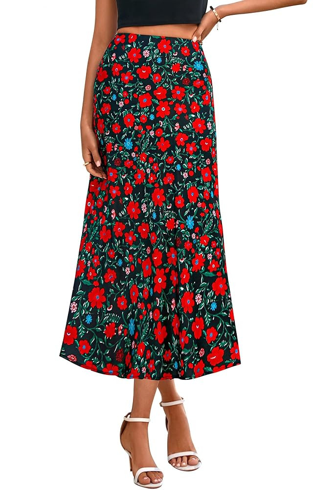 BTFBM Satin Skirts for Women 2025 Fall High Waisted A-Line Leopard Print Cocktail Wedding Long Si... | Amazon (US)