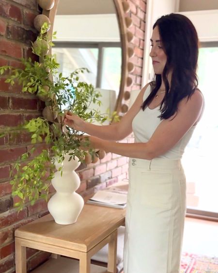I’m loving the combination of this tall vase and faux greenery! The vase has so much texture and depth, and looks great with these green leaf branches. 

Entryway styling, entryway inspiration, Target, Target home, Walmart, Walmart fashion, vase, faux greenery, Jean skirt, denim skirt, white denim, tank top, ootd, Womens fashion, fashion, fashion finds, outfit, outfit inspiration, clothing, budget friendly fashion, summer fashion, wardrobe, fashion accessories,lighting, lamp, beaded mirror, accent mirror, entryway decor, ottoman, Living room, bedroom, guest room, dining room, entryway, seating area, family room, Modern home decor, traditional home decor, budget friendly home decor, Interior design, shoppable inspiration, curated styling, beautiful spaces, classic home decor, bedroom styling, living room styling, style tip,  dining room styling, look for less, designer inspired, Amazon, Amazon home, Amazon must haves, Amazon finds, amazon favorites, Amazon home decor #amazon #amazonhome

#LTKHome #LTKFindsUnder50 #LTKStyleTip