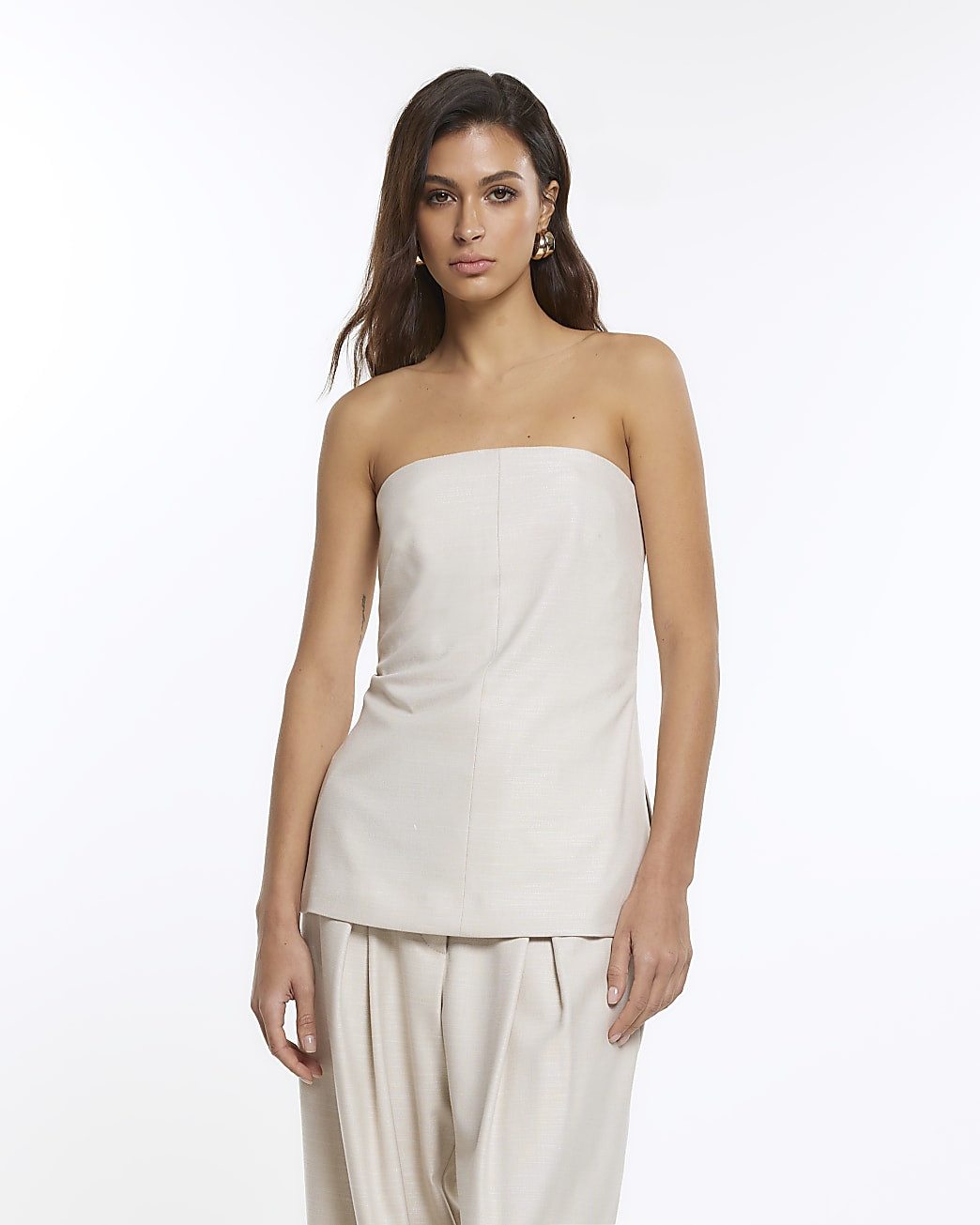Cream RI Studio bandeau top | River Island (UK & IE)