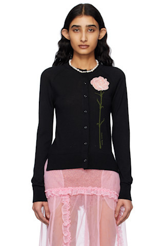 Simone Rocha - Black Carnation Cardigan | SSENSE