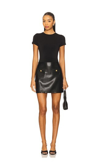 Alice + Olivia Sydney Faux Leather A Line Dress With Pocket in Black. - size 2 | Revolve Clothing (Global)