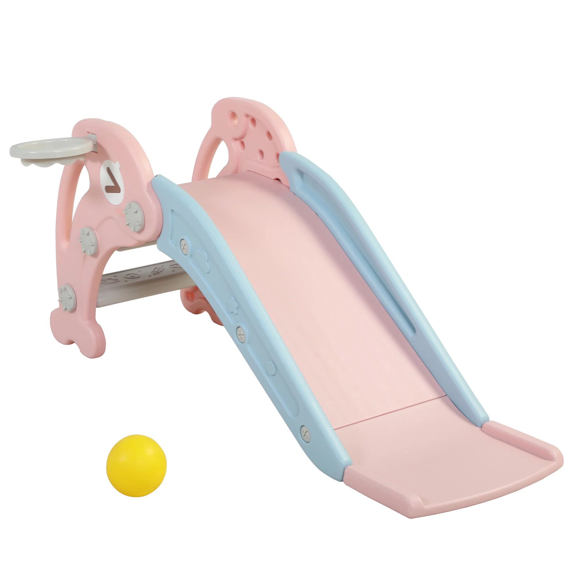 Lowestbest Slide, with Basketball Hoop and Two Cute Dolphin Handrails-Pink. - Walmart.com | Walmart (US)