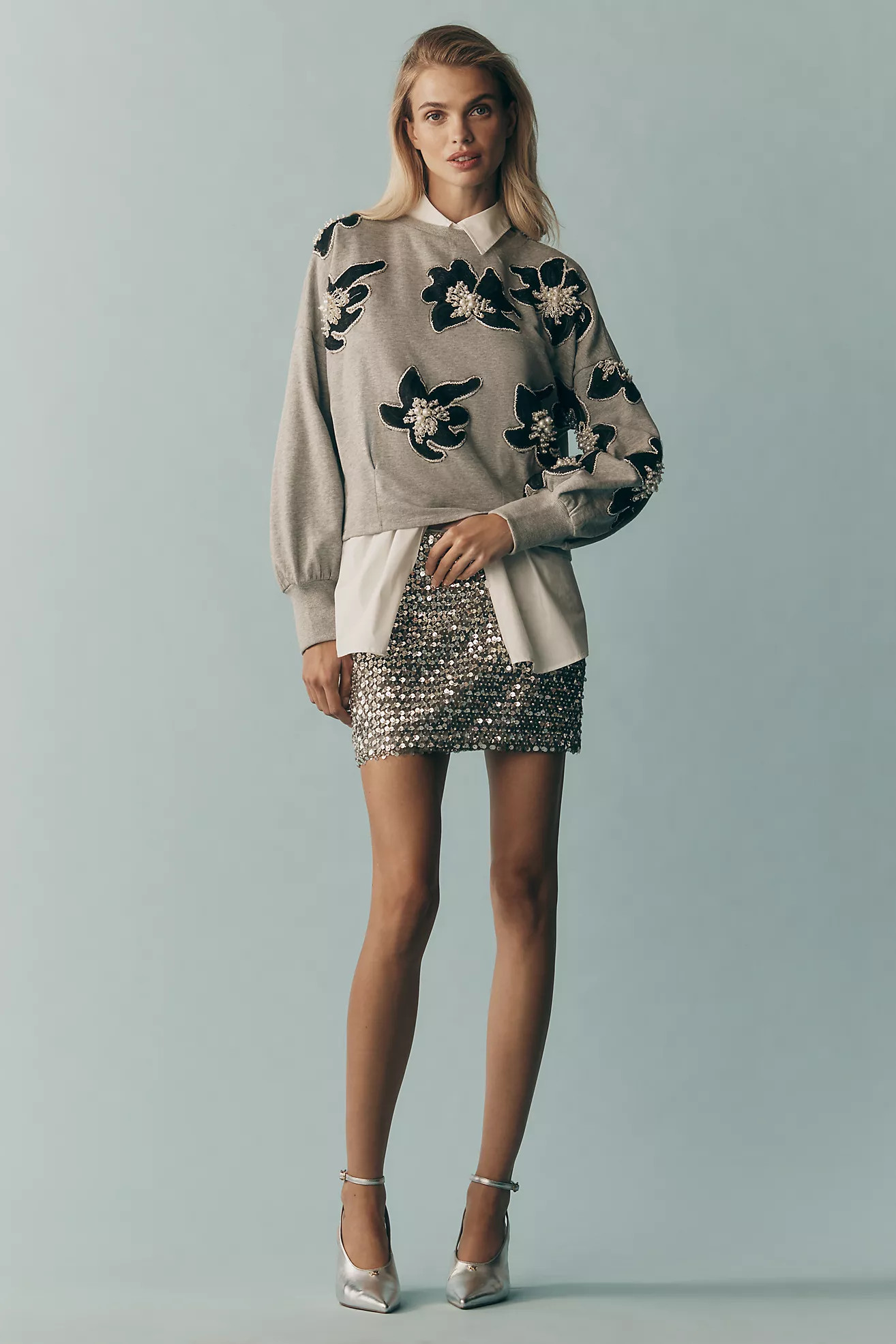 Ollari Deco Floral Embellished Pullover | Anthropologie (US)