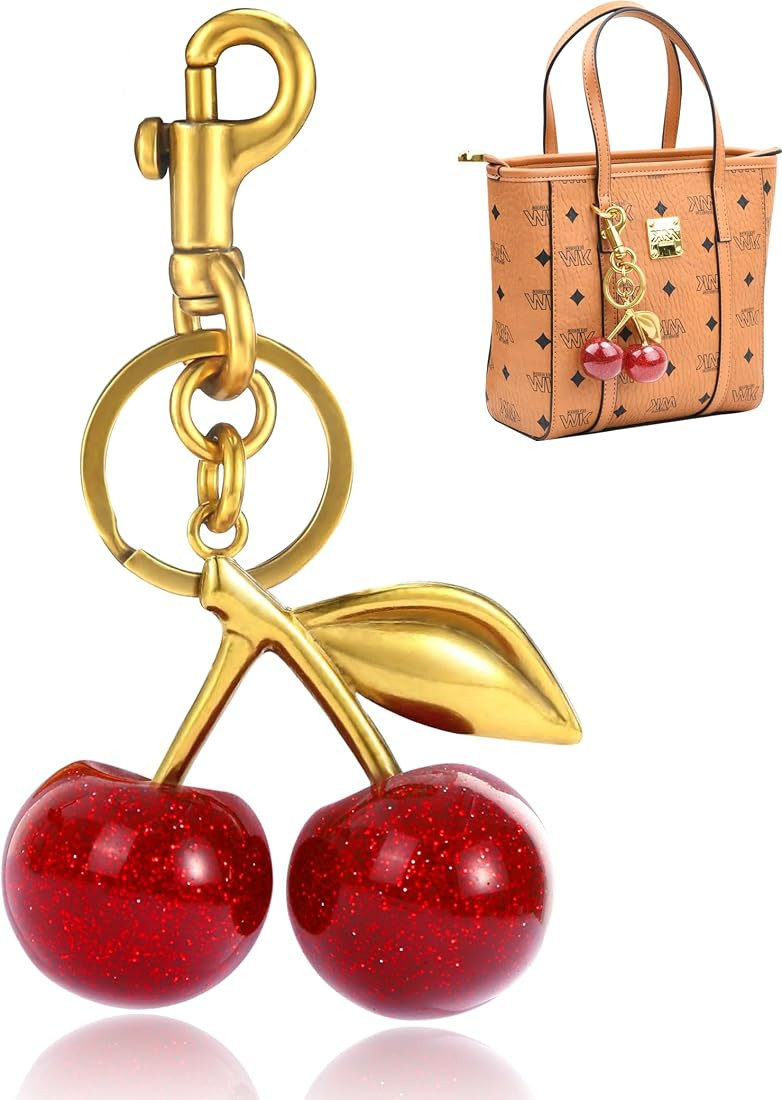 Glitter Cherry Bag Charm,Cherry Keychain Charms Accessory for Purses Bags Handbags | Amazon (US)