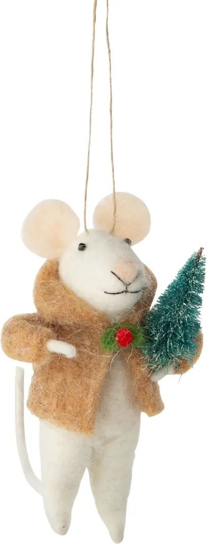 Mouse in a Faux Fur Coat Felt Ornament | Nordstrom