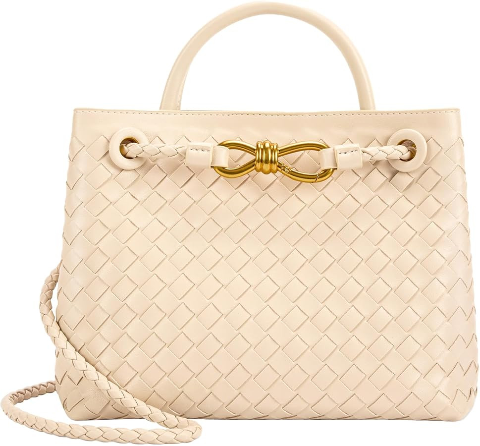 Woven Tote Bag for Women Leather Shoulder Handbag Designer Top Handle Purses | Amazon (US)