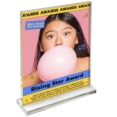 Azar Displays Slim Deluxe Acrylic Block Frame 11" x 14" on Â½" Acrylic Base with Magnet Closure and Rubber Bumpers, Portrait/Vertical | Target