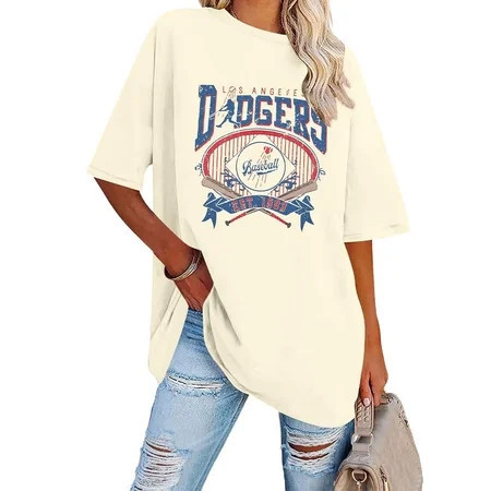 MOUSYA Baseball Shirts for Women Oversized Game Day Baseball Fan Shirt Baseball Mama Casual Short Sleeve Graphic Shirt | Walmart (US)
