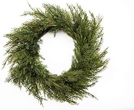Vita Domi 24" Artificial Green Cedar Decorative Year Round Wreath | Amazon (US)