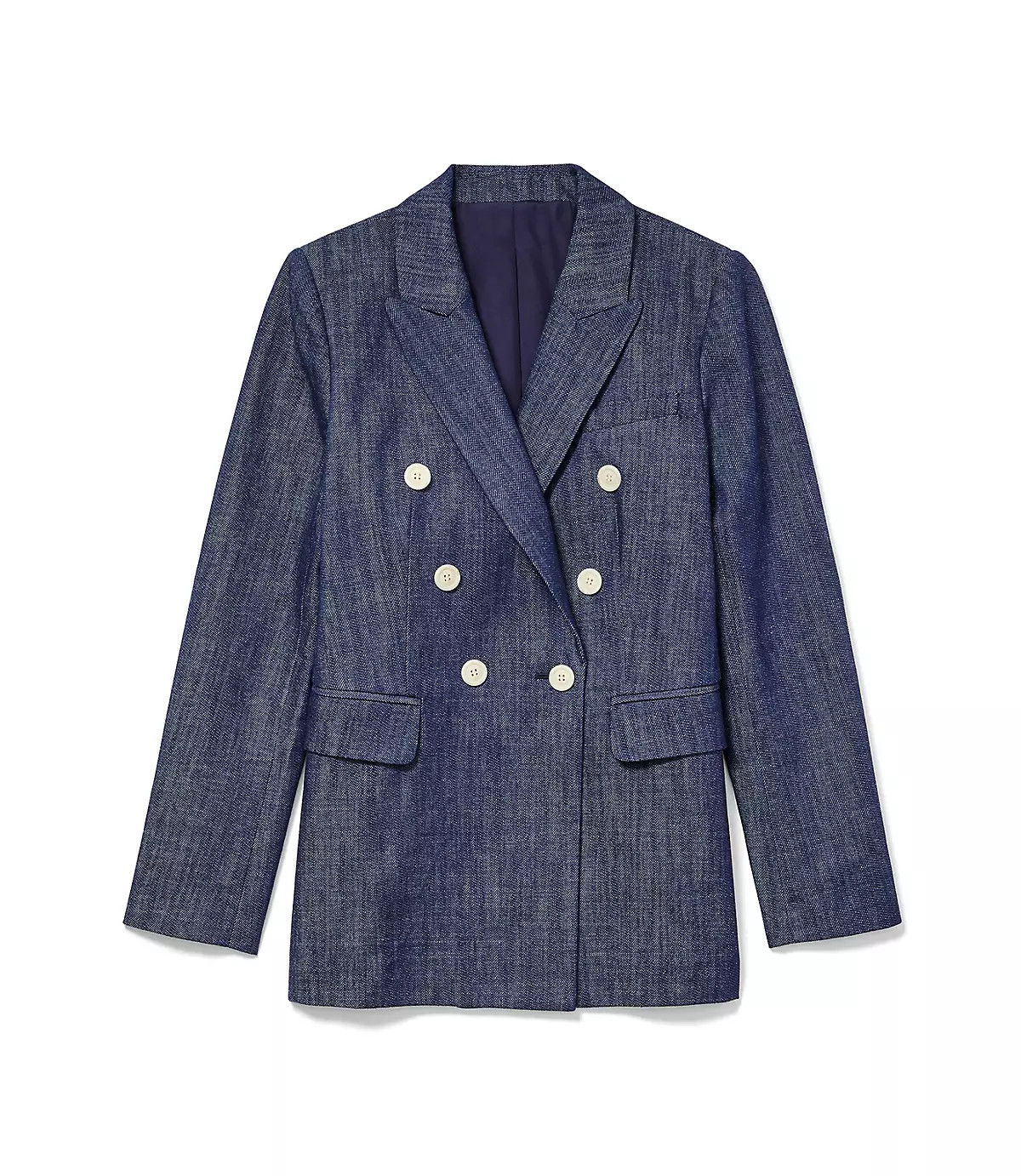 Faux Denim Double Breasted Blazer | LOFT