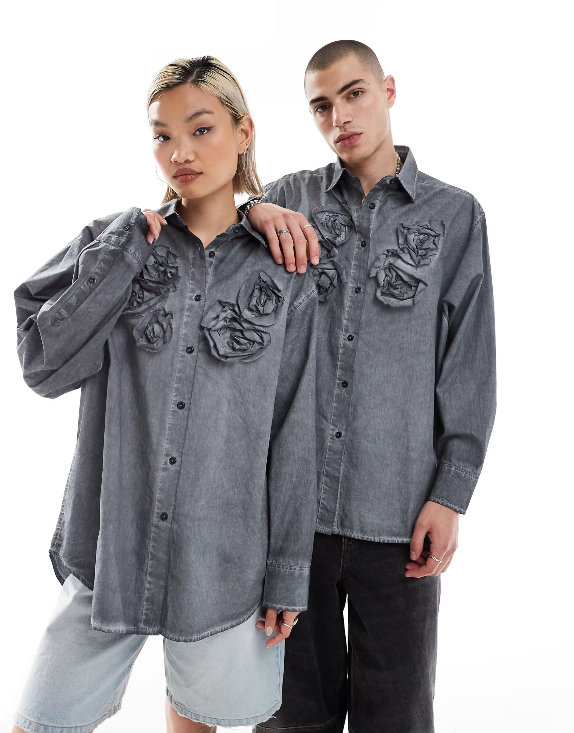 COLLUSION unisex oversized shirt with corsage detail | ASOS (Global)