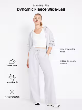 Extra High-Waisted Dynamic Fleece Wide-Leg Sweatpants | Old Navy (US)