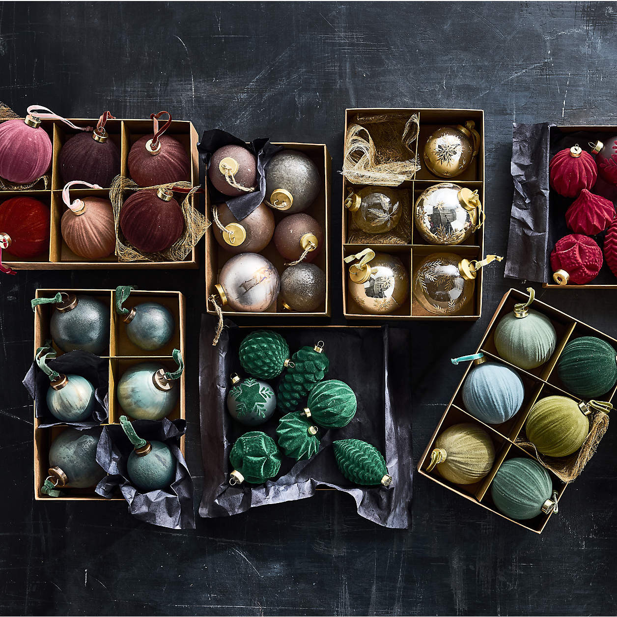 Rizzo Textured Ball Christmas Tree Ornaments by Leanne Ford, Set of 6 + Reviews | Crate & Barrel | Crate & Barrel