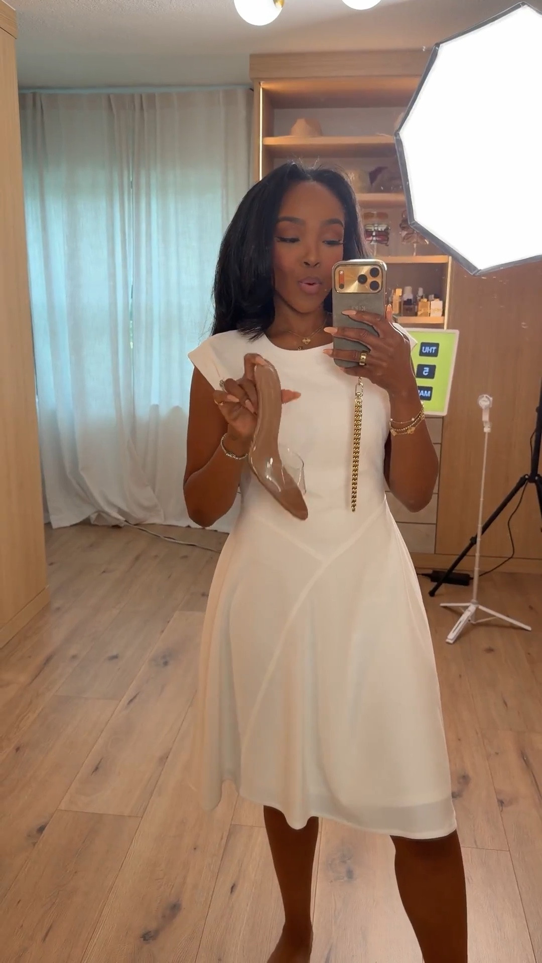 Scroll to shop!! This elegant white mini dress styled with neutral clear heels is perfect for Easter, bridal events, date nights, brunch, vacation dinners, or summer parties. @Macys 

#LTKSeasonal #LTKootd #LTKPetite