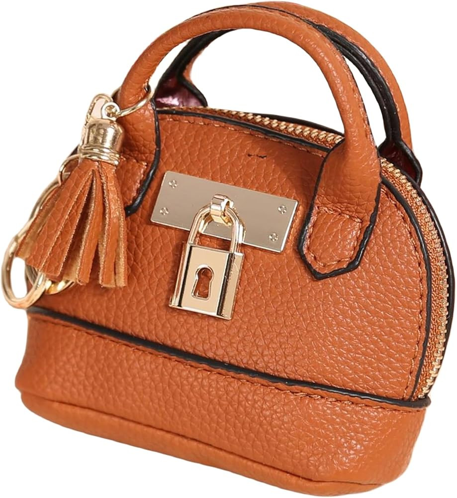 Mini Tote Bag Keychain Coin Purse Pu Leather Key Chain Small Change Purse for Women Keychain Pouc... | Amazon (US)