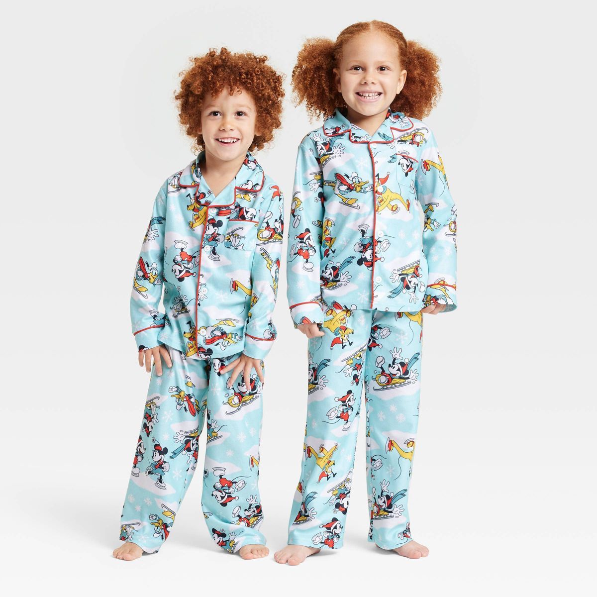 Kids' Disney 100 Mickey Mouse & Friends Matching Family 2pc Coat Pajama Set - Blue | Target