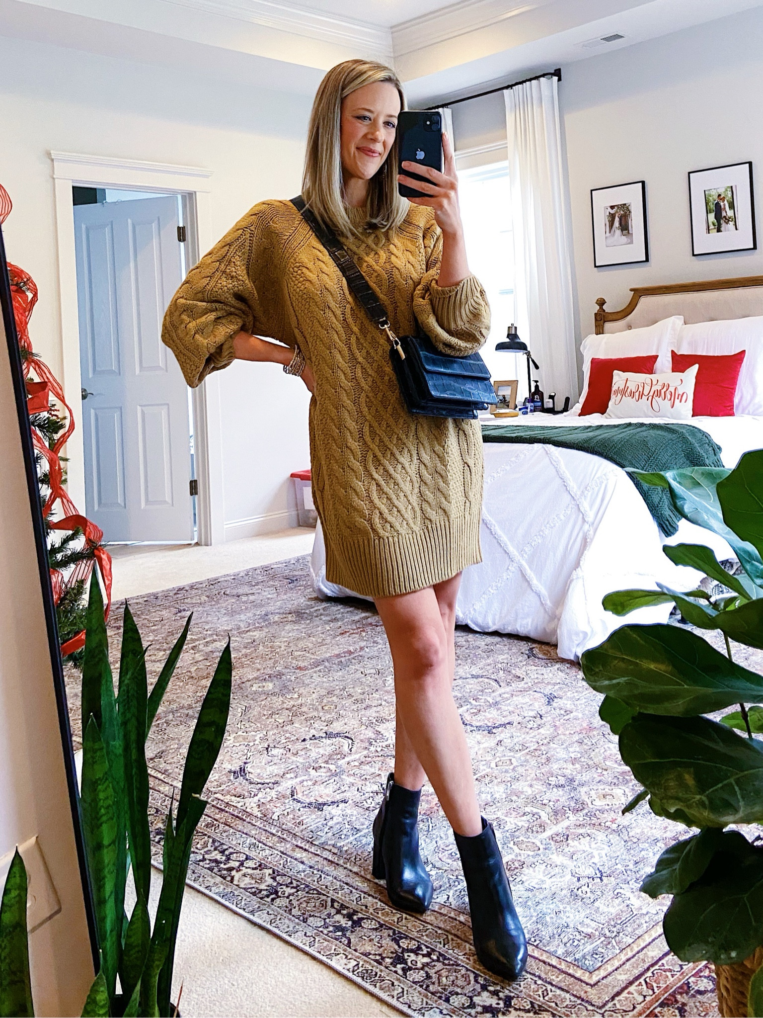 Amazon sweater dress. Wearing a size small. Im wearing the color khaki but it comes in a ton of colors. Thick material and would be cute belted or with tights. 

Elevated Mom Style | Date Night Outfit | Sweater Dress | Amazon Find | Amazon Fashion | Casual Holiday Dress | Sweater Dress | Sweater with Boots | Church Outfit 


#LTKHoliday #LTKFindsUnder50 #LTKStyleTip