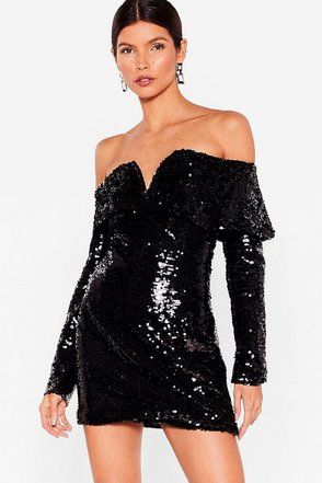 Break It Off-the-Shoulder Sequin Mini Dress | NastyGal (UK, IE)