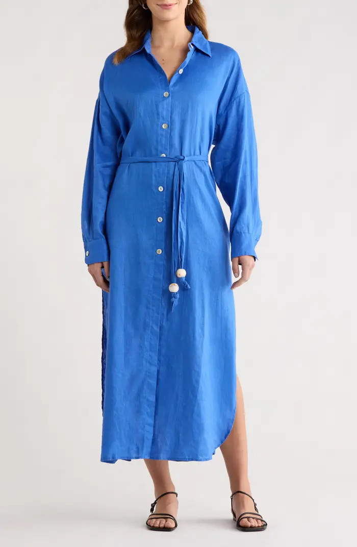 Long Sleeve Linen Maxi Shirtdress | Nordstrom