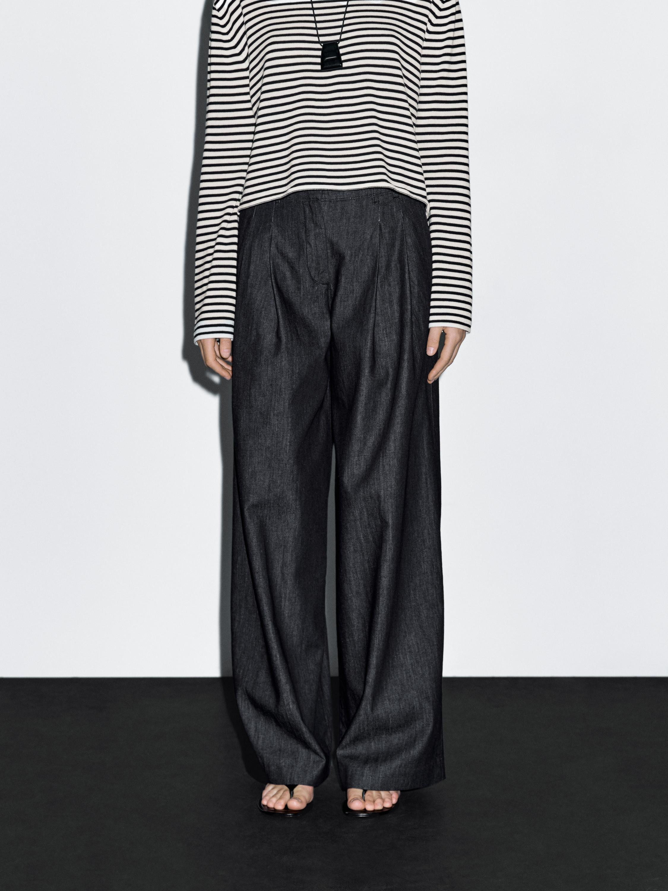 Lightweight high-waist wide-leg jeans · Dark Blue · Dressy | Massimo Dutti | Massimo Dutti UK