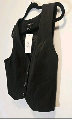 Streetwear Society Black Cropped Vest V-Neck Button Front Tailored Women's Top | eBay US