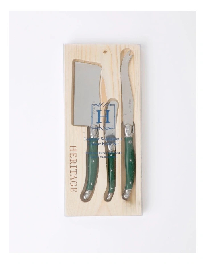 Laguiole Sophistique 3pc Cheese Knife Set Green | Myer