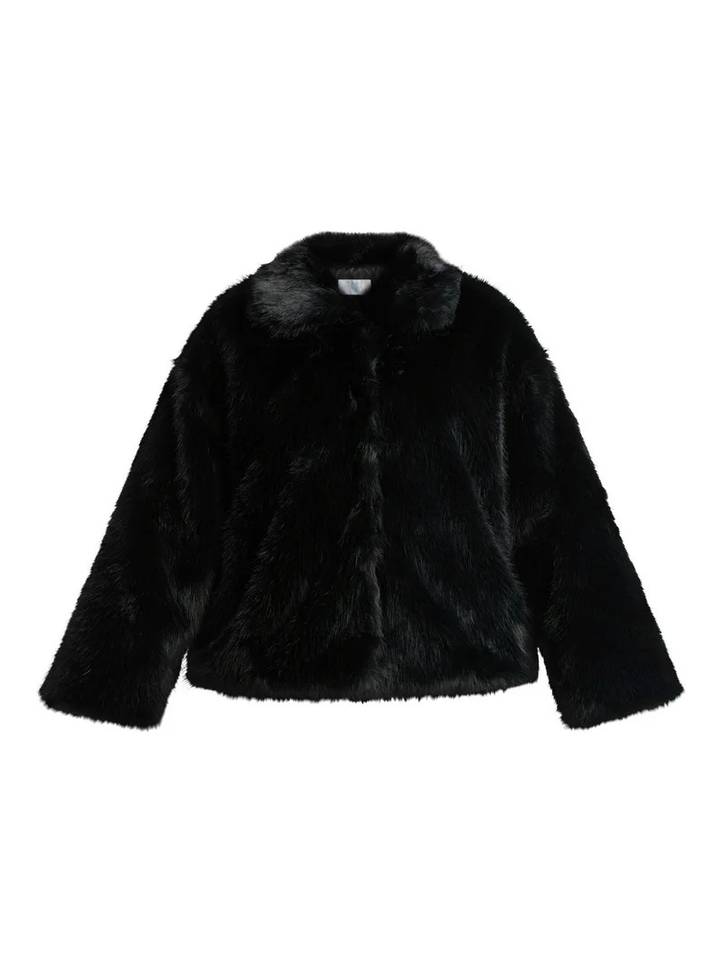 Time and Tru Women's Long Faux Fur Jacket, Sizes XS-3X | Walmart (US)
