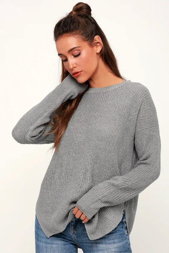 Alyssa Grey Knit Sweater | Lulus (US)