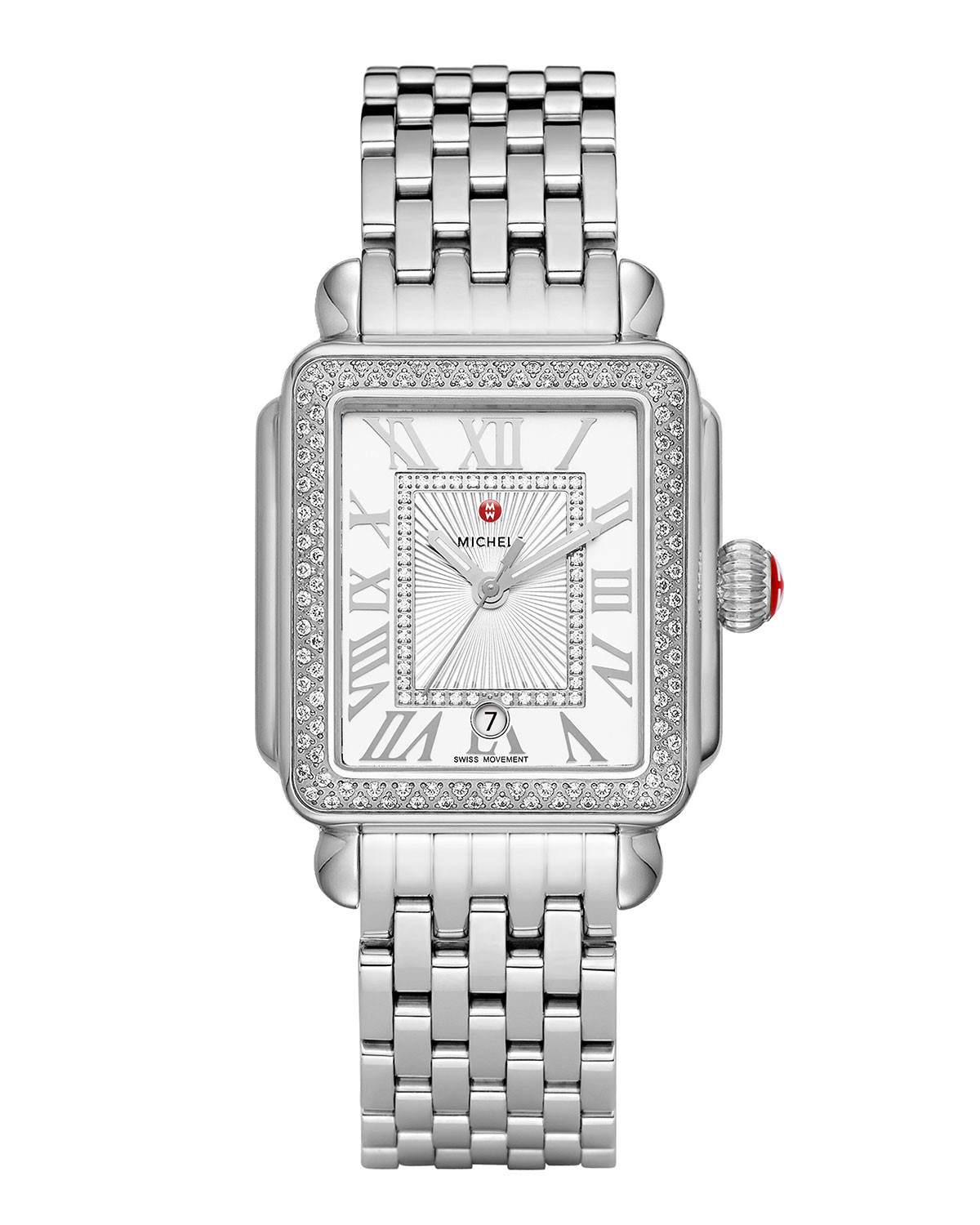 Deco Madison Diamond Watch, Silver/White | Neiman Marcus