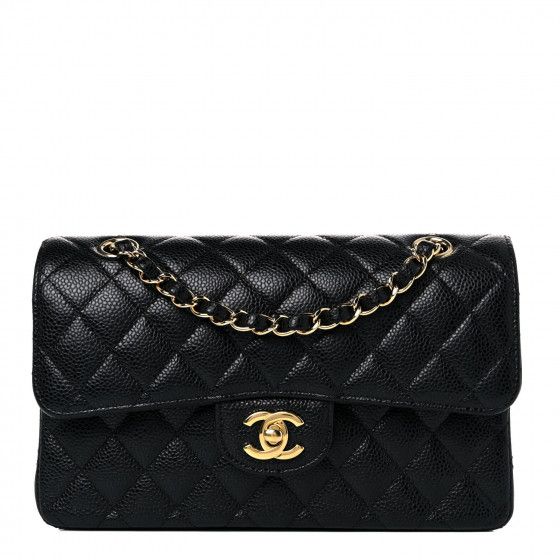 Caviar Quilted Small Double Flap Black | Fashionphile