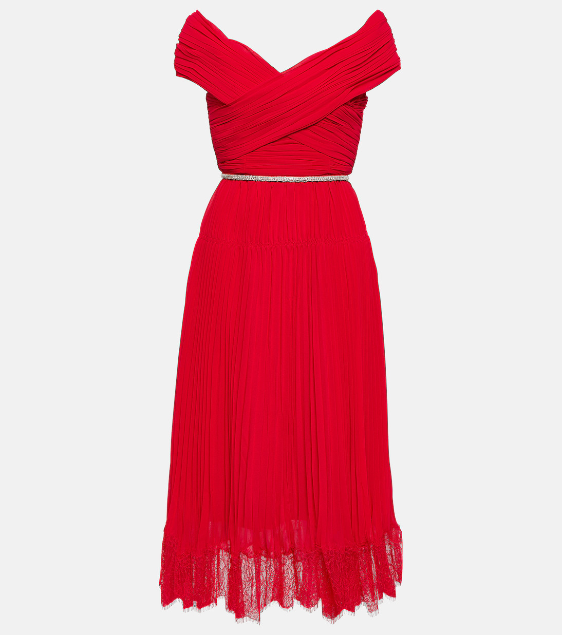 Off-shoulder chiffon midi dress | Mytheresa (UK)