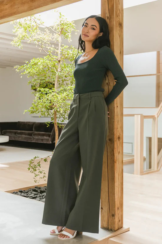Tobi Wide Leg Pants in Teal | Böhme US