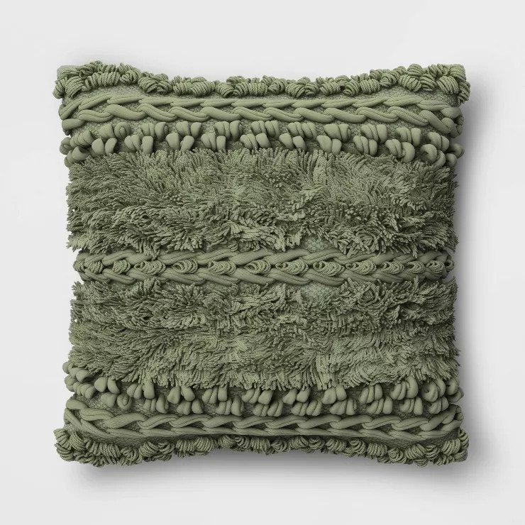 Tufted and Braided Striped Square Throw Pillow - Threshold™ | Target