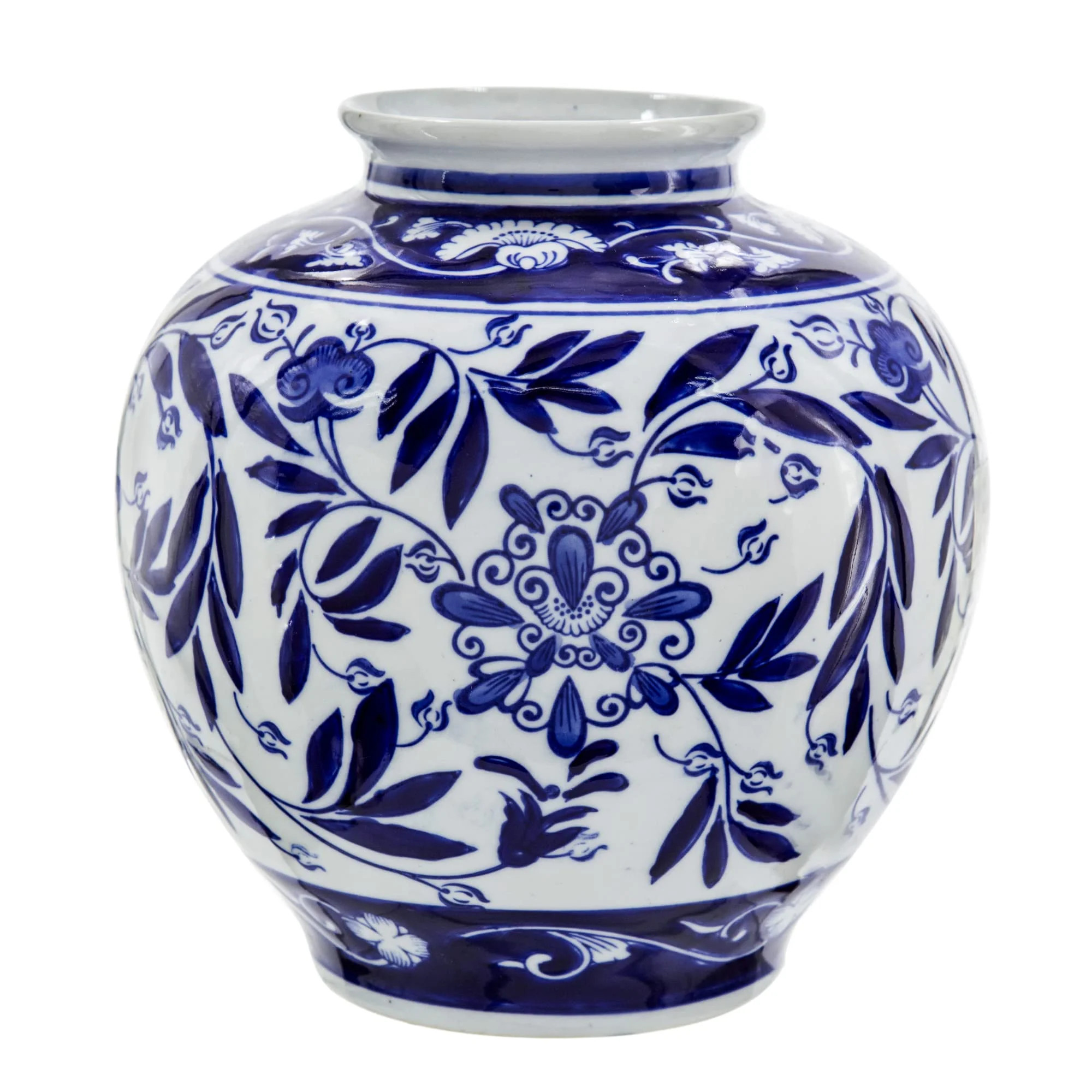 A&B Home Blue Floral Pattern Porcelain Vase for Tabletop 8.5" x 8.5" x 9" | Walmart (US)