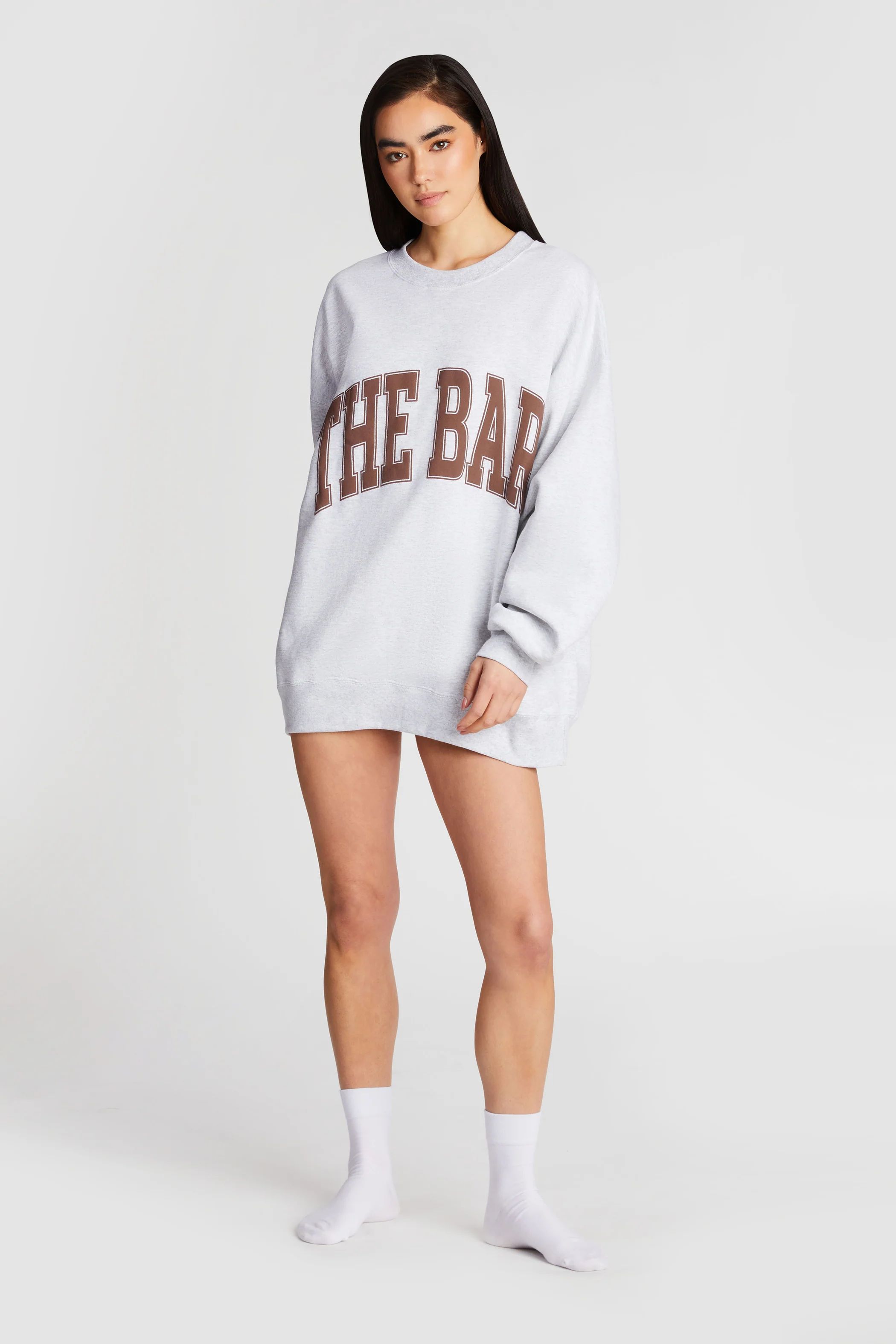 VARSITY SWEATSHIRT LT HEATHER GREY/CHOCOLATE | The Bar