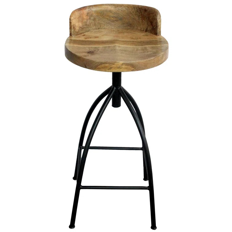 Molinaro Swivel Solid Wood Adjustable Height Bar Stool | Wayfair North America