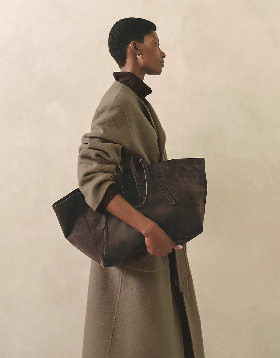 Buckle Detail Suede Tote Bag | The White Company UK & ROW