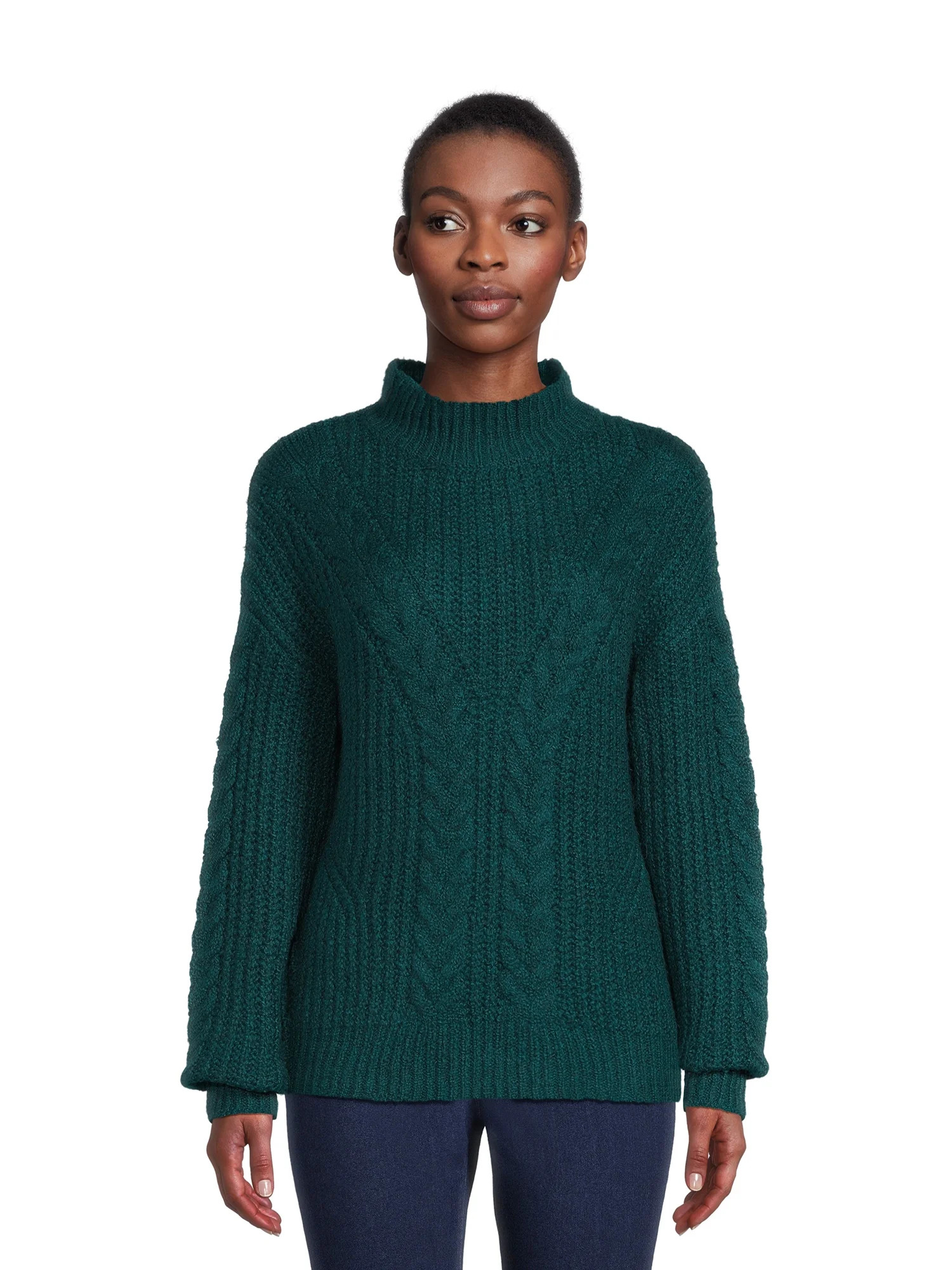 Time and Tru Women's Mock Neck Sweater, Mid-Weight, Sizes XS-XXXL - Walmart.com | Walmart (US)