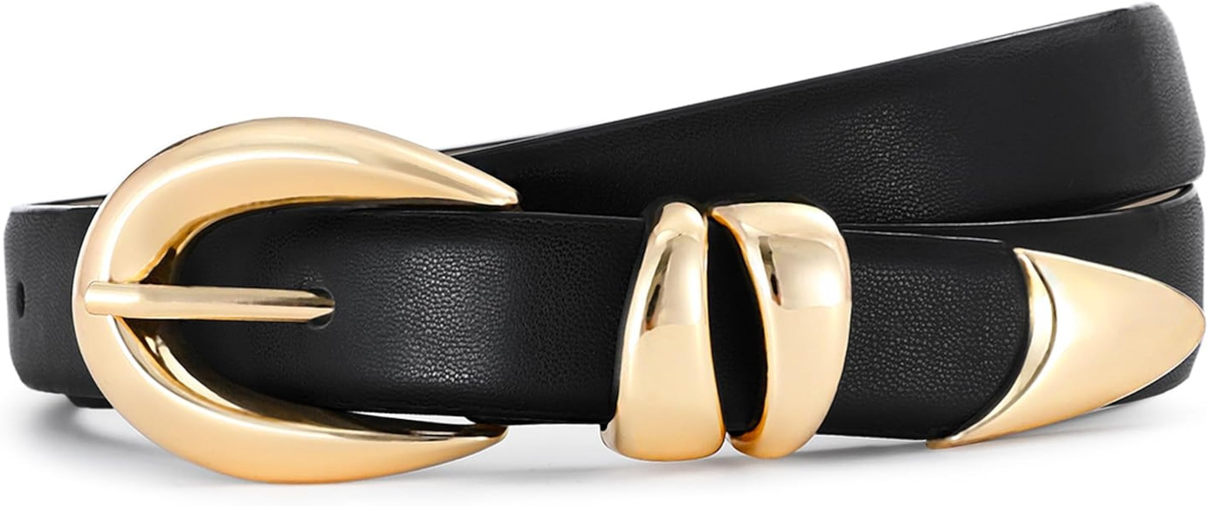 IDUNNVERVE Belts for Women with Gold Buckle – Adjustable Black leather Belt for Jeans, Dress, P... | Amazon (US)