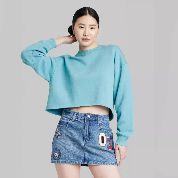 Women's Raw Hem Cropped Sweatshirt - Wild Fable™ | Target