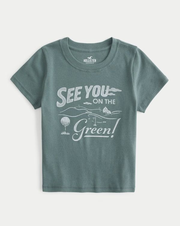 See You On the Green Golf Graphic Ribbed Baby Tee | Hollister (US)