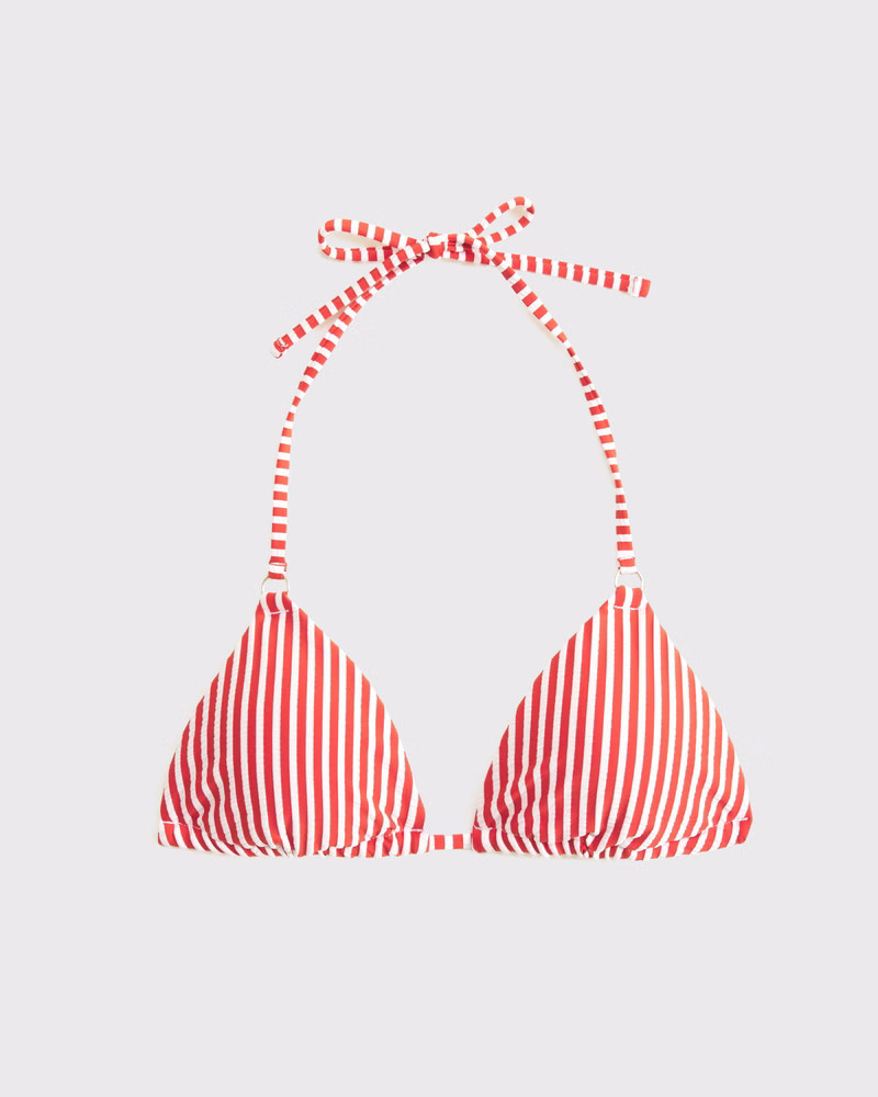 Abercrombie & Fitch Women's O-Ring Halter String Triangle Bikini Top in Red Stripe - Size XS | Abercrombie & Fitch (US)