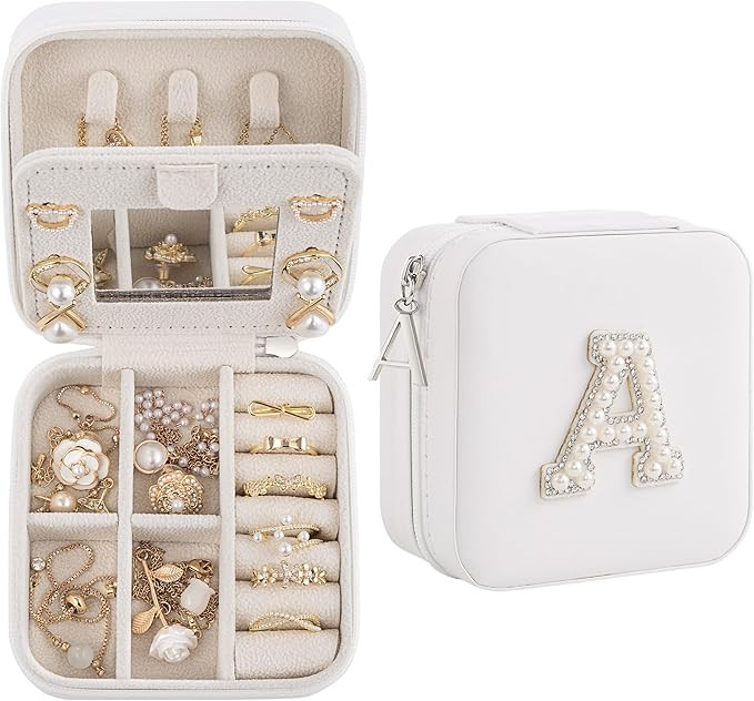 Birthday Gifts for Women - Initial Jewelry Box, Travel Case Organizer for Wife, Girlfriend, Gradu... | Amazon (US)