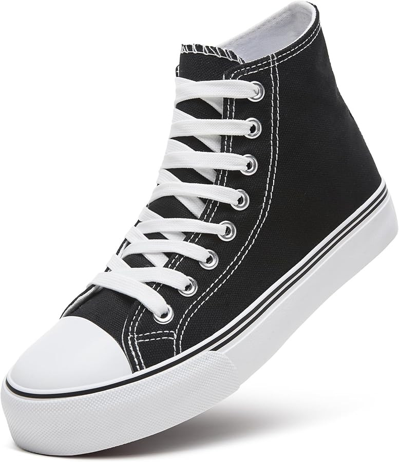 ZGR Womens High Top Canvas Sneakers,Lace-up Canvas Shoes,Casual Tennis Walking Shoes | Amazon (US)