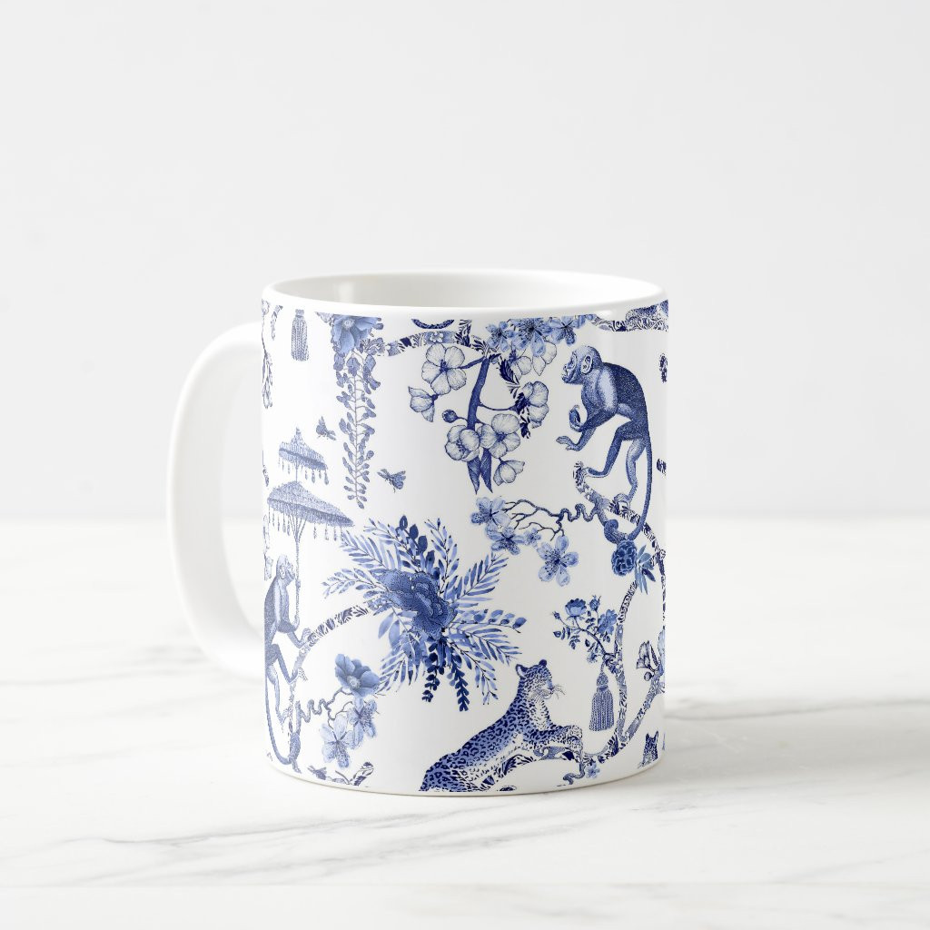 Chinoiserie Chic Jungle Toile | Blue and White | Zazzle