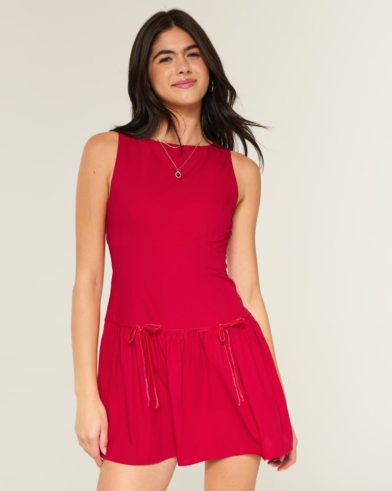 Women's Drop-Waist Halter Mini Dress | Women's Dresses | HollisterCo.com | Hollister (US)